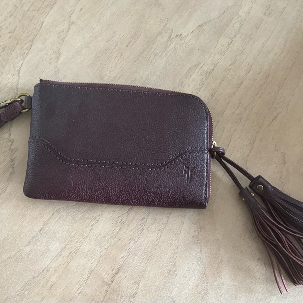 Frye | Bags | Frye Leather Melissa Wristlet Wallet Wine Leather
